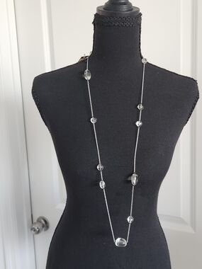 Dean Harris For Target 925 Sterling Silver Chain Necklace w/ Clear Bead Accents